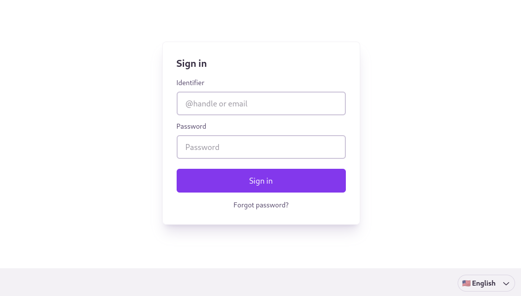 Web Sign-In interface, asking for "Identifier" and "Password". There is a "Forgot Password?" link, and a language selector drop-down.